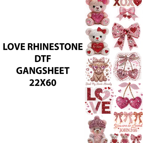 LOVE RHINESTONE DTF GANSHEET FOR SHIRTMAKING
