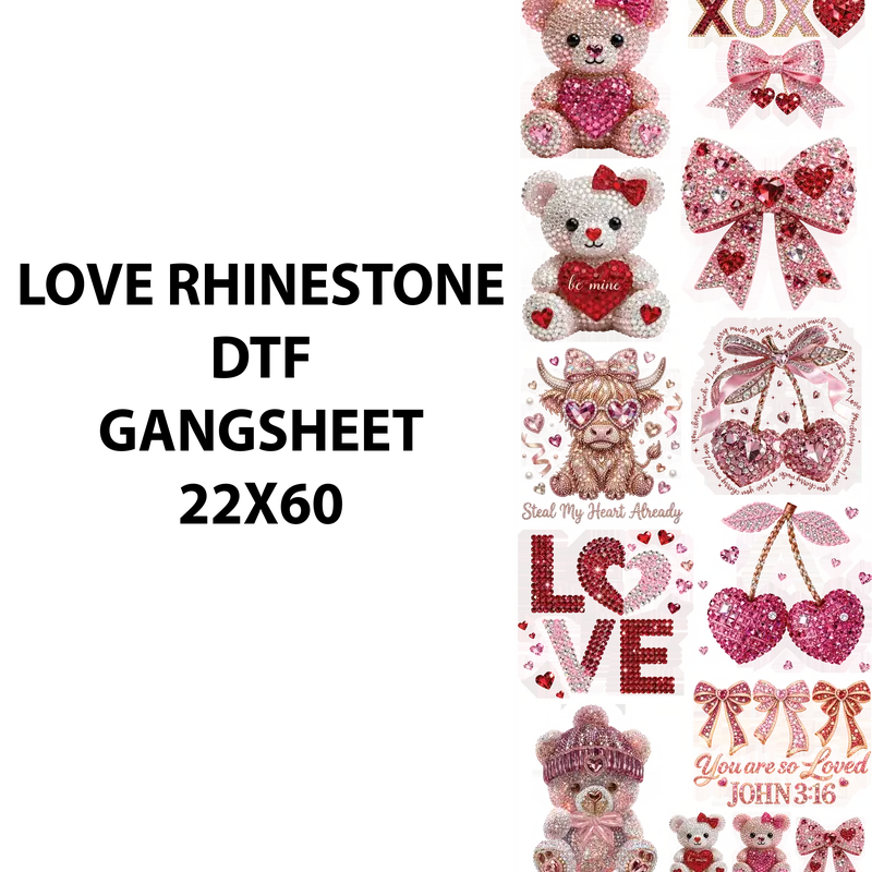 LOVE RHINESTONE DTF GANSHEET FOR SHIRTMAKING