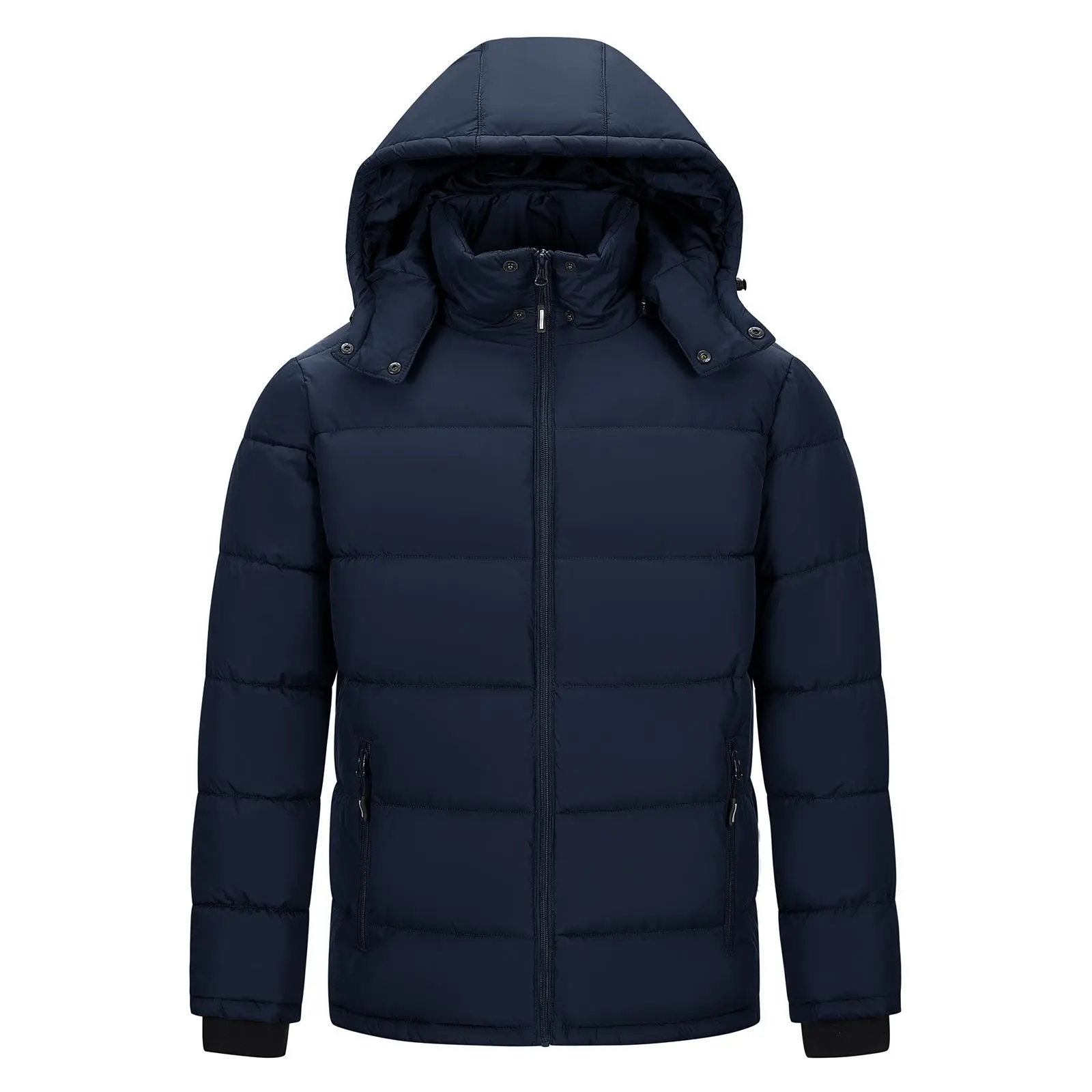Outdoor Ventures Men's Lightweight Cotton Puffer Coat, Detachable Hood, Menswear Tops for Outdoor Sports, Coats, Puffer Quilted