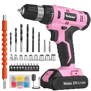 Yetoza 20V Cordless Drill Set, Power Drill with Battery & Charger, 30N.m Torque, 21+1 Settings, 3/8" Chuck, LED, Bits Kit Included