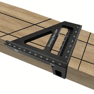 Precision Square, Aluminum Alloy Miter Triangle Ruler T-type Scriber, Carpentry Measuring Tools, 45/90 Degree Layout 3D Multi Angle Drawing Line Woodworking Tool