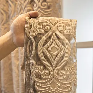 Modern American Style Leaf Pattern Half-Shade Curtain, Home Decoration Curtain, Casual Drapes for Living Room Bedroom Balcony, Universal Fit Ready-Made Window Covering