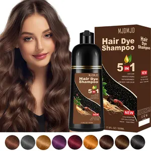 Dark Chocolate 5-in-1 Hair Dye Shampoo – Natural Herbal Formula for Gray Hair Coverage, Instant Hair Color in Minutes, Long-Lasting Color for All Hair Types & Root Touch Up, 500ml