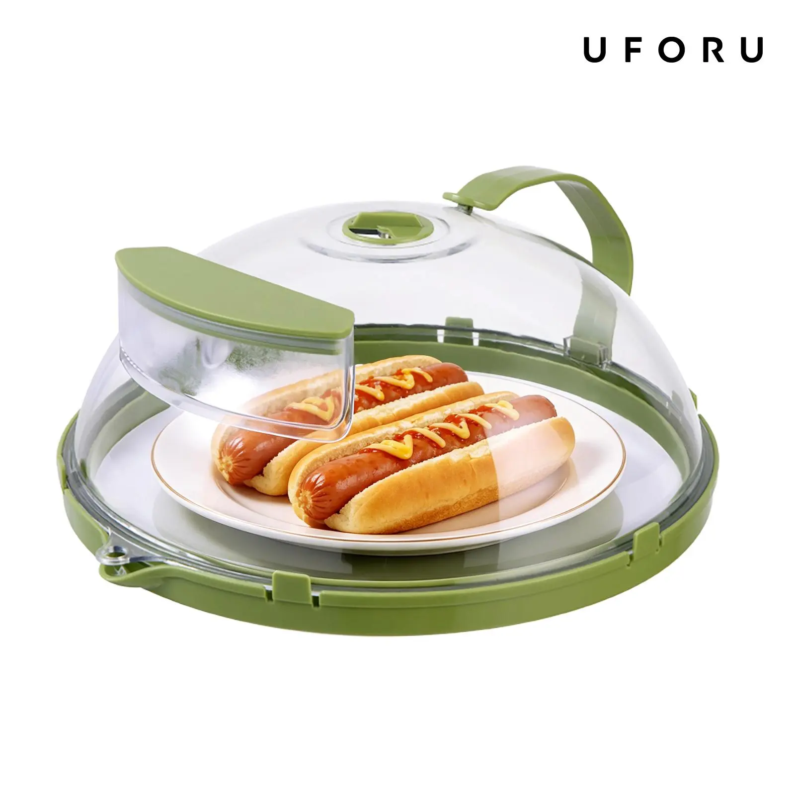 UFORU Microwave Splatter Cover with Water Steamer, 10 inch Clear Microwave Plate Cover Lid for Food, Kitchen Gadgets Accessories for Microwave Oven Kitchenware Utensils