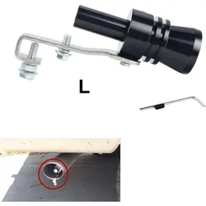 Dewhel Universal Aluminum Turbo Sound Exhaust Muffler Pipe Whistle Car Blow off valve BOV Tip Simulator Whistler (L-Black)
