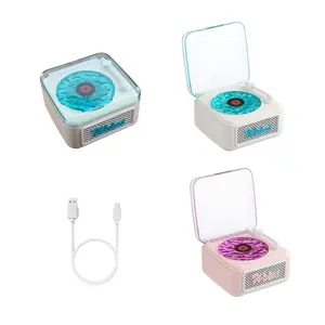 Bluetooth Speaker Vintage Vinyl Style with RGB Ambient Lights & White Noise Sound Portable Retro Design for Bedroom Party