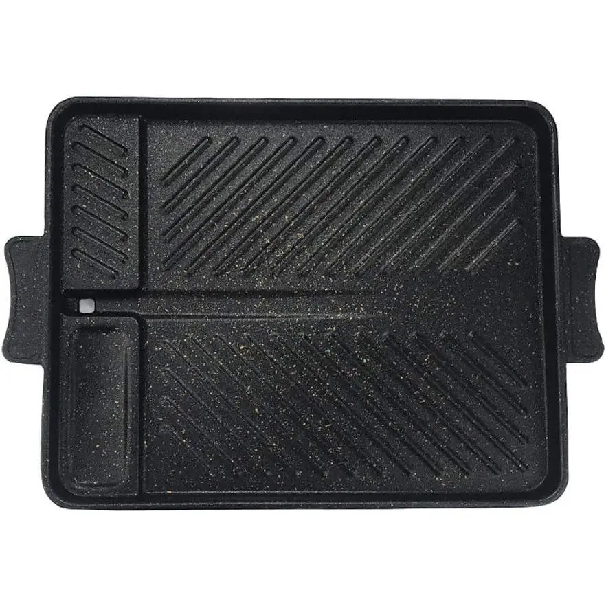 Non-Stick Smokeless Rectangular Grill Pan Baking Tray Barbecue Plate for Indoor Outdoor BBQ