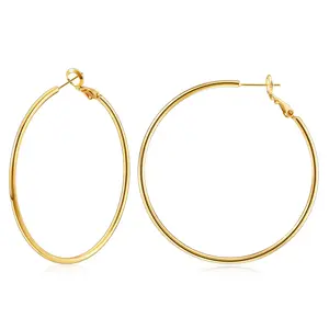 Gold Hoop Earrings for Women 14K Gold Plated, 925 Sterling Silver Post hoops for Women Hypoallergenic Handcrafted