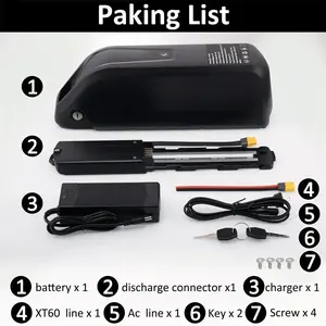 48V20Ah Hailong/Shark Ebike Battery for 500W-1500W Bafang Voilamart AW JauoPay PEXMOR L-Faster Conversion Wheel Kit Motor with Charger & BMS Cycling Protection  -5pin