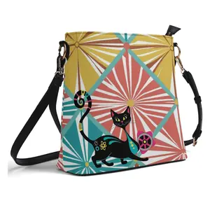 Atomic Cat Bucket Shoulder Bag, Atomic 50s Fashion Bag, Mid Mod Design By MCM Gal, Mid Century Mod Kitschy Trendy Purse