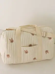 Cute Bear Pattern Quilted Storage Bag, Lightweight Large Capacity Shoulder Bag, Multi-functional Storage Bag for Outdoor, Newborn to Toddler Essentials