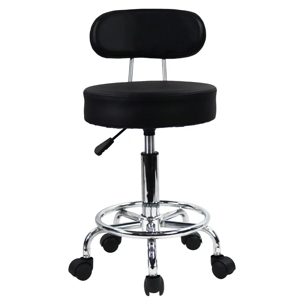 KKTONER PU Leather Ergonomic Comfortable Mid-Back Rolling Task Chair - 360° Swivel, Adjustable Seat Height, Footrest, Casters, Waterproof, Wear-Resistant, Wipe-Clean, for Office & Home Drafting, Black, Assembly Required