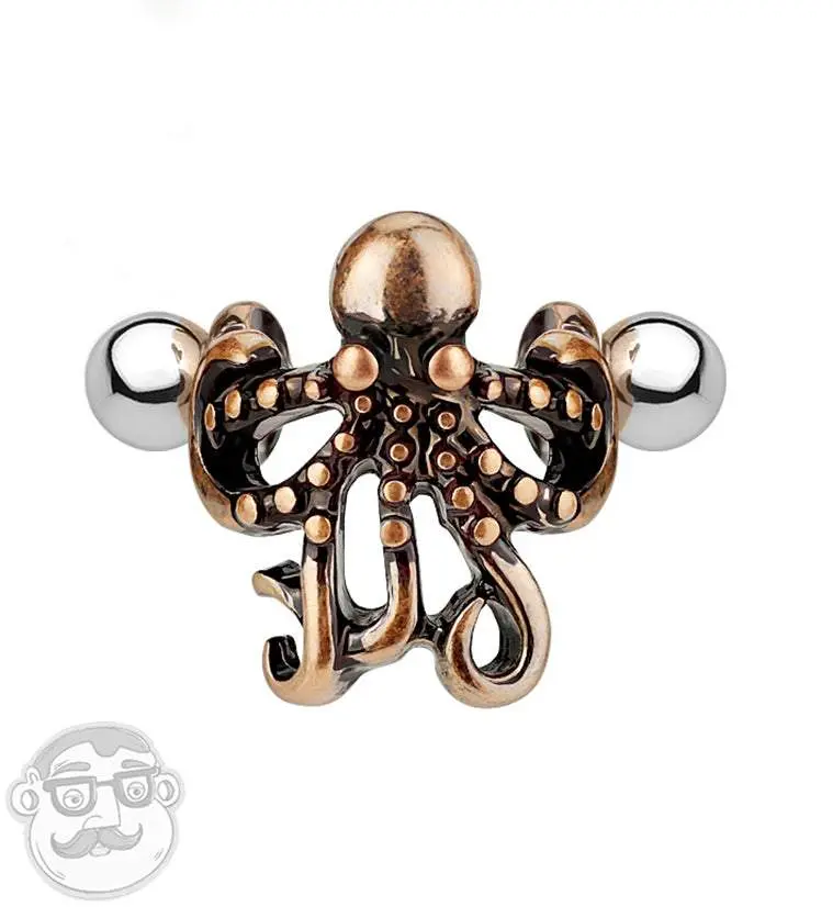 16G Rose Gold Squid Helix - Cartilage Barbell