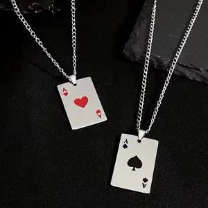 Fashion Poker Card Pendant Necklace for Men and Women Heart Design  Chain Versatile Cool