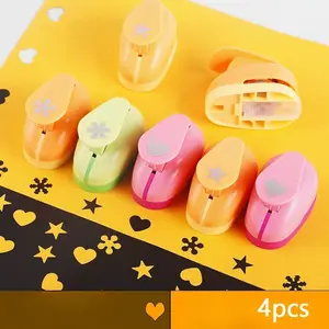 Set of 4 Snowflake, Heart, Star, Plum Blossom Punchers, Medium Size, Creative Embossing Tools, Random Colors, Ideal for DIY Crafts, Scrapbooking, Photo Organization, Office Supplies