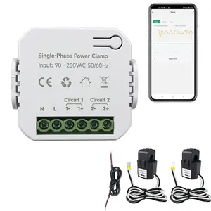 Smart WiFi Energy Monitor, Single Phase Clamp Electricity Meter with 2 80ACT Current Transformers, Real-Time Monitoring for Solar Network Metering