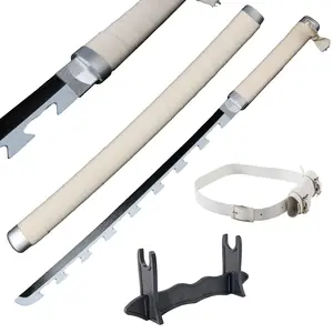 31 inches Hashibira Inosuke Cosplay Sword Bamboo Wooden Demon Slayer Swords with Belt & Holder Stand Display for Anime Fans Halloween Role Playing Props Cosplay Collection Christmas Gift Birthday