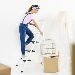 Segawe 2/3/4 Step Ladder Metal Frame Portable Folding Step Stool Anti-Slip Max 352lbs