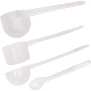 4 count Clear Long Handle Plastic Measuring Spoons Coffee Protein Milk  Scoops Spoon Kitchen Tools (1g/3g/5g/10g)