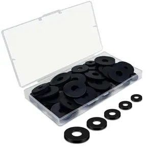 Black Flat Rubber Washers Assortment Kit 100 count Set 16/18/20/25/30mm Heavy Duty Abrasion Resistant Vibration Damping Pads for Screws Plumbing Shower  Garden Faucet