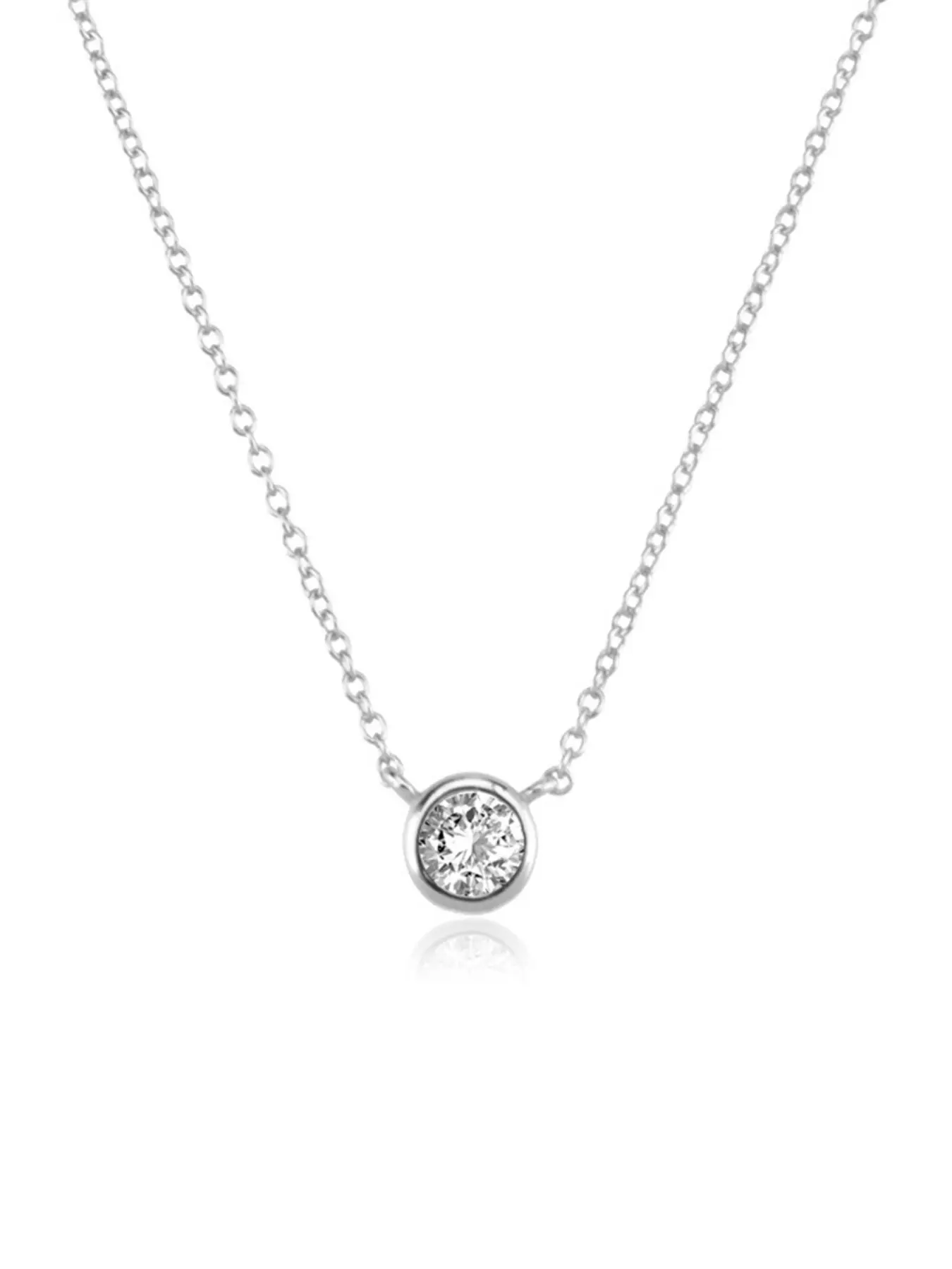 925 Sterling Silver Simple Round Stone Sparkling Diamond Necklace for Women, New Design Small Necklace Jewelry, Fashion Jewelry Accessories for Daily Wear