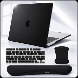 MOSISO Laptop Cover for MacBook Air 13.6 inch (2025-2022 M4 A3240, M3 A3113, M2 A2681) - Plastic Hard Shell, Keyboard Cover, Wrist Rest Support, Mouse Pad, Black, Protection Accessory