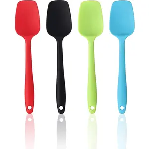 4-pcs Mini Silicone Spatula Set - Heat-resistant, Non Stick, Flexible Rubber Scraper Suitable for Cooking, Baking, and Mixing - Kitchen Tool with Hanging Hole