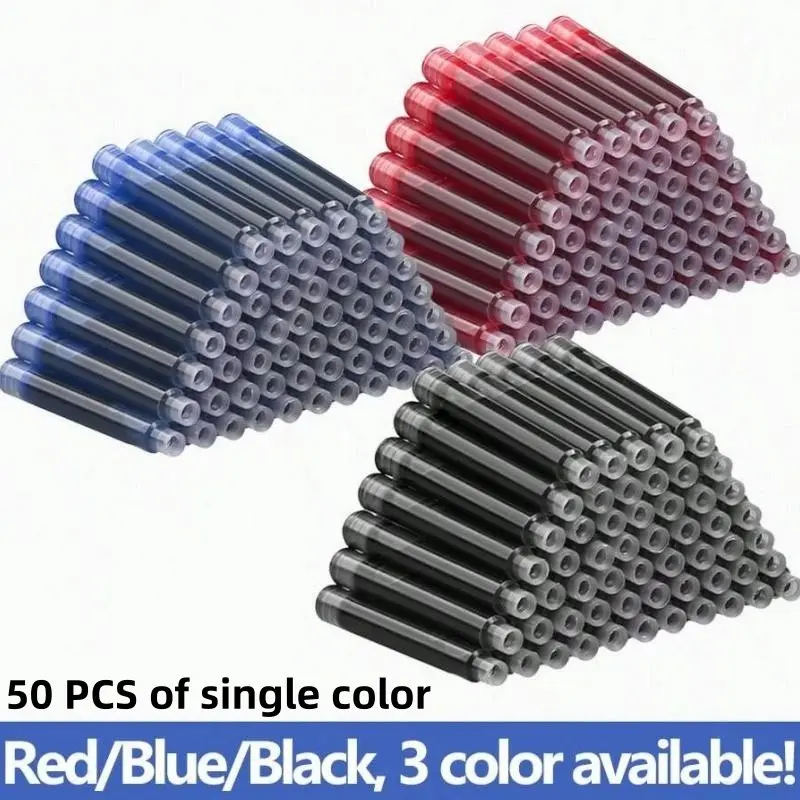 50 Ink Sacs 3.4mm Fountain Pen Ink Cartridges, 3.4mm Refills for School & Office, Blue, Colors, Essential Stationery Supplies, Writing Pens