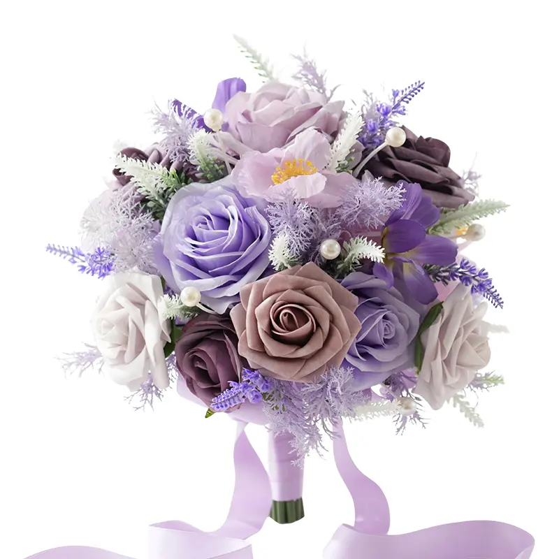 S-A9002 Artificial Romantic Purple Bridal Bouquet Wedding Event Accessories