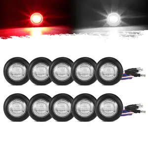 Partsam 3/4" Round LED Dual Color Red to White Clearance Light Indicators with Bullet Connector