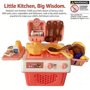 Adorable Mini Kitchen Pretend Play Set, Realistic Cooking Toys for Toddlers, Educational Interactive Game, Cute Gift for Little Chefs, Miniature Cooking Set
