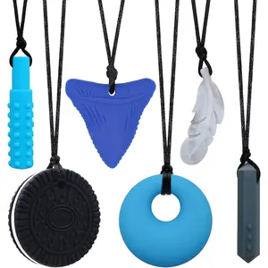FN31 Chew Necklaces for Sensory Kids and Adults, Sensory Necklace for Autism, ADHD, SPD, Chewing, Autism Sensory Products Reduce Adult Anxiety Fidgeting