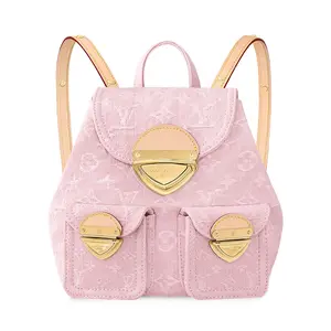 Louis Vuitton Venice Pink Denim Backpack for Women with Light Gold Hardware and Adjustable Straps