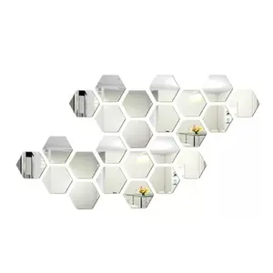 24 pieces hexagonal mirror eco-friendly acrylic wall stickers, decorative mirror stickers, suitable for DIY room decoration, 10*8.5*5 cm