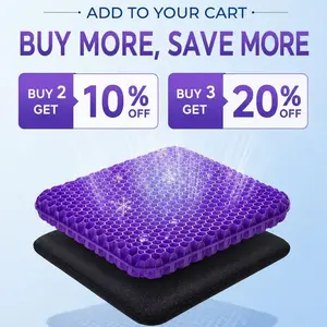 GEECO Extra-Thick Purple Gel Seat Cushion with Non-Slip Cover, Large Honeycomb Breathable Pad (16.54x14.17x1.4 in) for Office Chair & Car, Mother Day Gift Ideas for Wheelchair Users