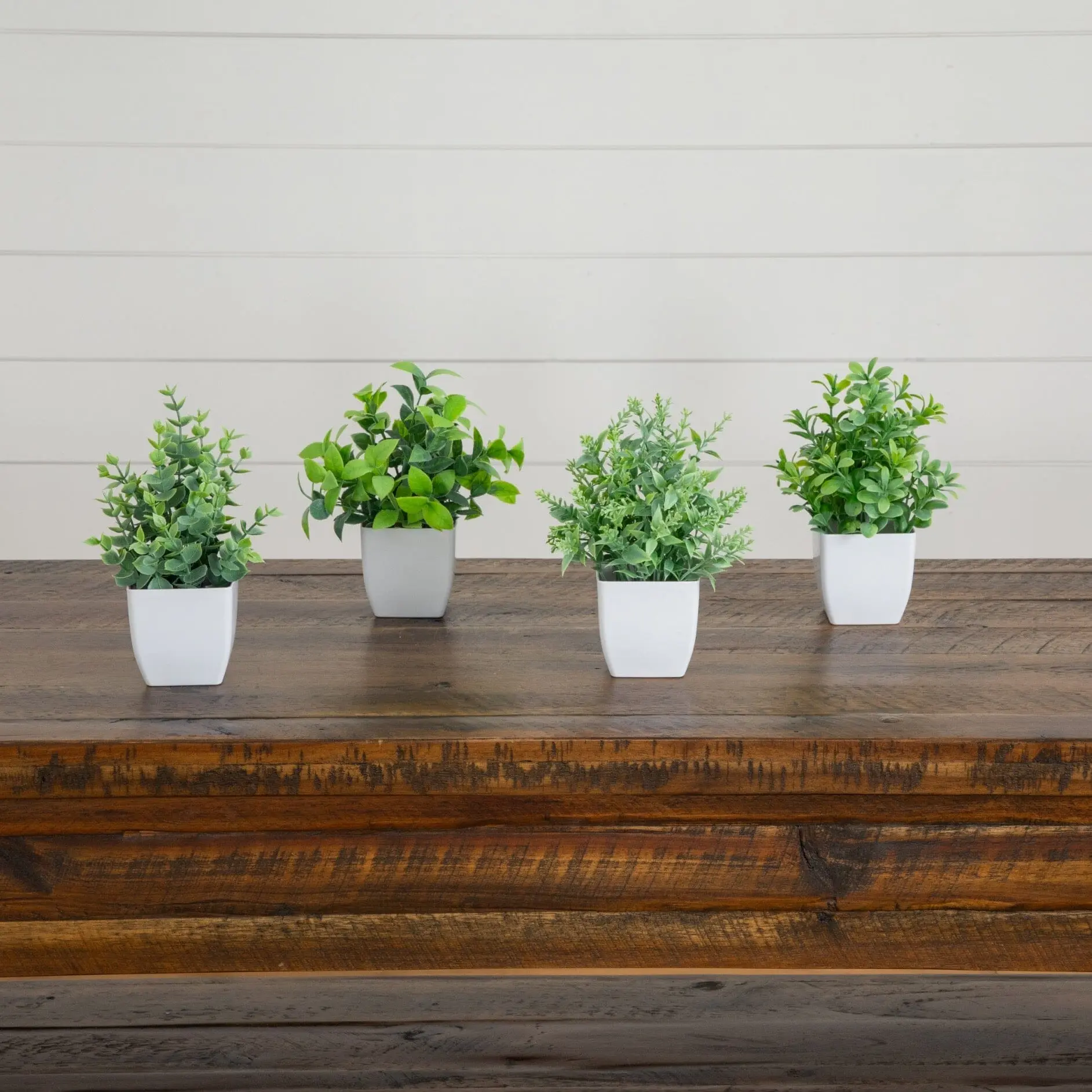 8” Artificial Mini Potted Plants - Set of 4