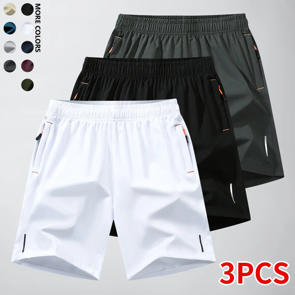 Men's Casual Summer Quick Dry Athletic Shorts with Zipper Pockets, Drawstring Waist & Reflective Strips, Lightweight Breathable Comfy Shorts for Daily Wear, Running, Hiking, Jogging and All Outdoor Activities