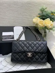 Pre-owned CHANEL Leather Shoulder Bags Preloved Classic Flap CF Small Bag Black 23*14cm 9290
