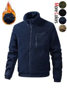Men's Casual Fashion Loose-Fit Fleece-Lined Thickened Thermal Long Sleeve Jacket Durable and crease-resistant with multiple zipped pockets and stand-up collar Sports and outdoor jacket suitable for daily commuting, fishing, hiking, and outdoor adventures