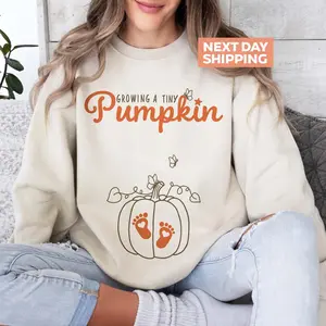 Growing A Little Pumpkin Sweatshirt, Pregnancy Thanksgiving Sweater, Fall Pregnancy Announcement Gift, Pregnancy Reveal, Tiny Pumpkin Shirt
