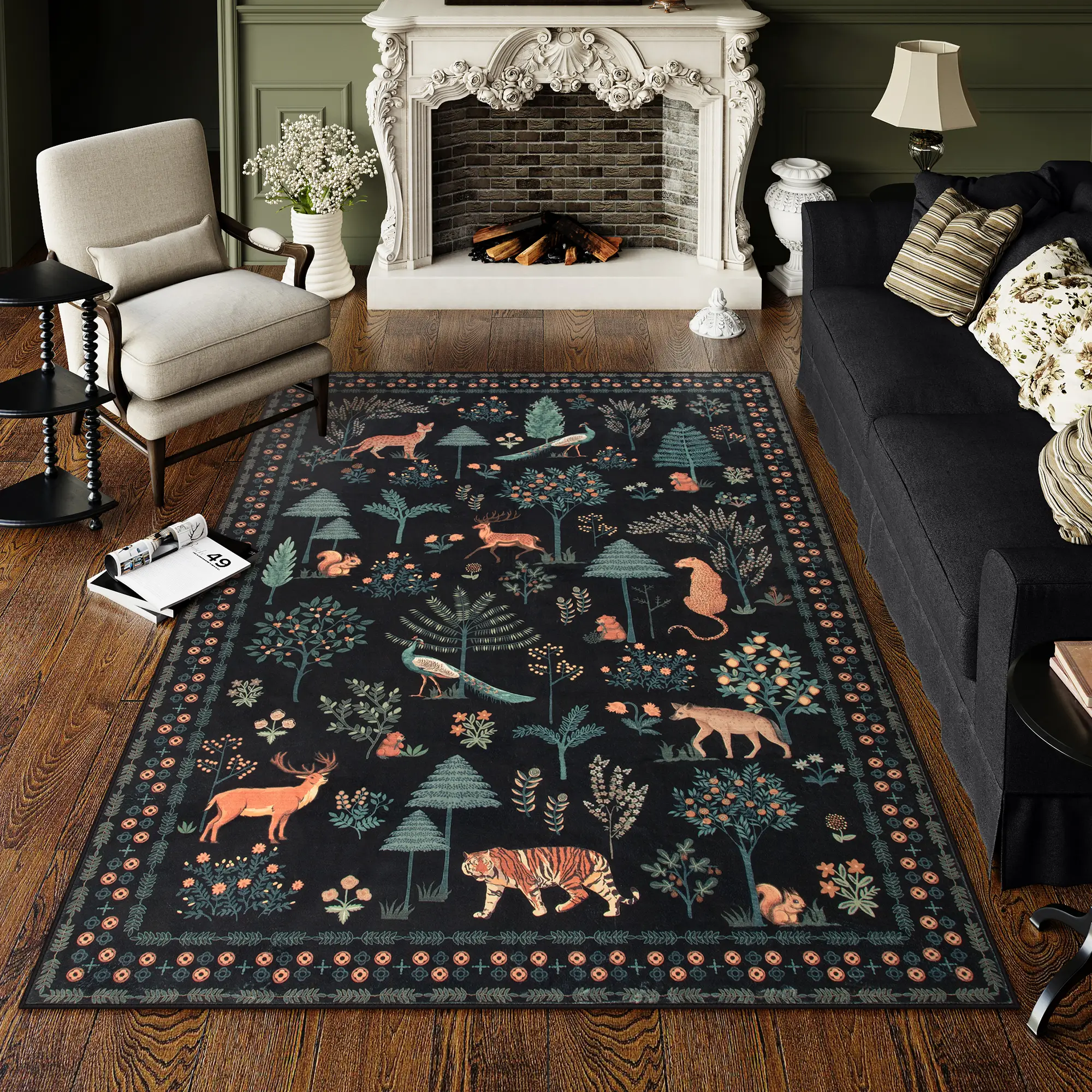 Lahome Jungle Animal Large Washable Stain Resistant Area Rugs for Living Room, Bedroom, Dining Room,Playroom Classroom Office