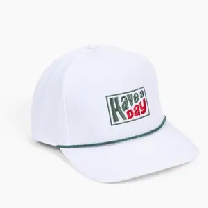 Have A Day Retro Rope Hat – Natural Trucker Snapback Cap with Embroidered Cactus Logo | Adjustable Golf Hat for Men | Breathable Retro Rope Brim Hat for Streetwear & Everyday Wear