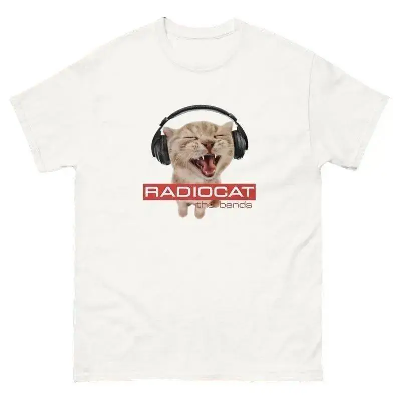Women's RADIOCAT The Bends Vintage Unisex Funny Short-Sleeve Round Neck Casual T-Shirt Top, Shortsleeve, Loose-Fit, Made-To-Order