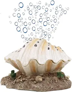 Aerating Aquarium Shell Decoration with Air Stone Bubble Tropical Clam Ornament