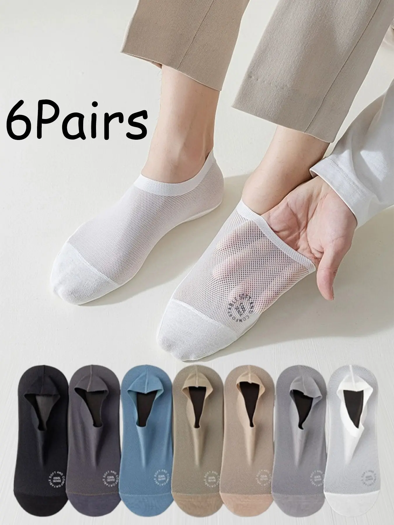 Men's Summer Comfortable Seamless Workout Socks, Lightweight Breathable Soft Elastic Mesh Fabric, Perfect Gift for Office Business Casual Athletic Outdoor Sports
