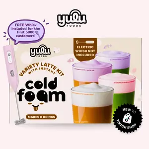 YULU FOODS Instant Cold Foam Variety Latte Kit - 12 Single-Serve Packs for Quick & Easy Home Beverages - Includes 8 Latte & 8 Creamy Cold Foam Packets - Perfect for Matcha Lovers  - No Refrigeration Needed