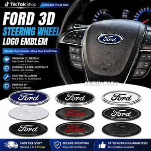 1Pc 5.8cm Car Steering Wheel Center Badge Logo Sticker, Car Decal, Car Interior Accessories for Ford Focus MK2 MK3 MK4 ST F150 Mondeo Fiesta Fusion Ranger Mustang Shelby Kuga Edge Explorer