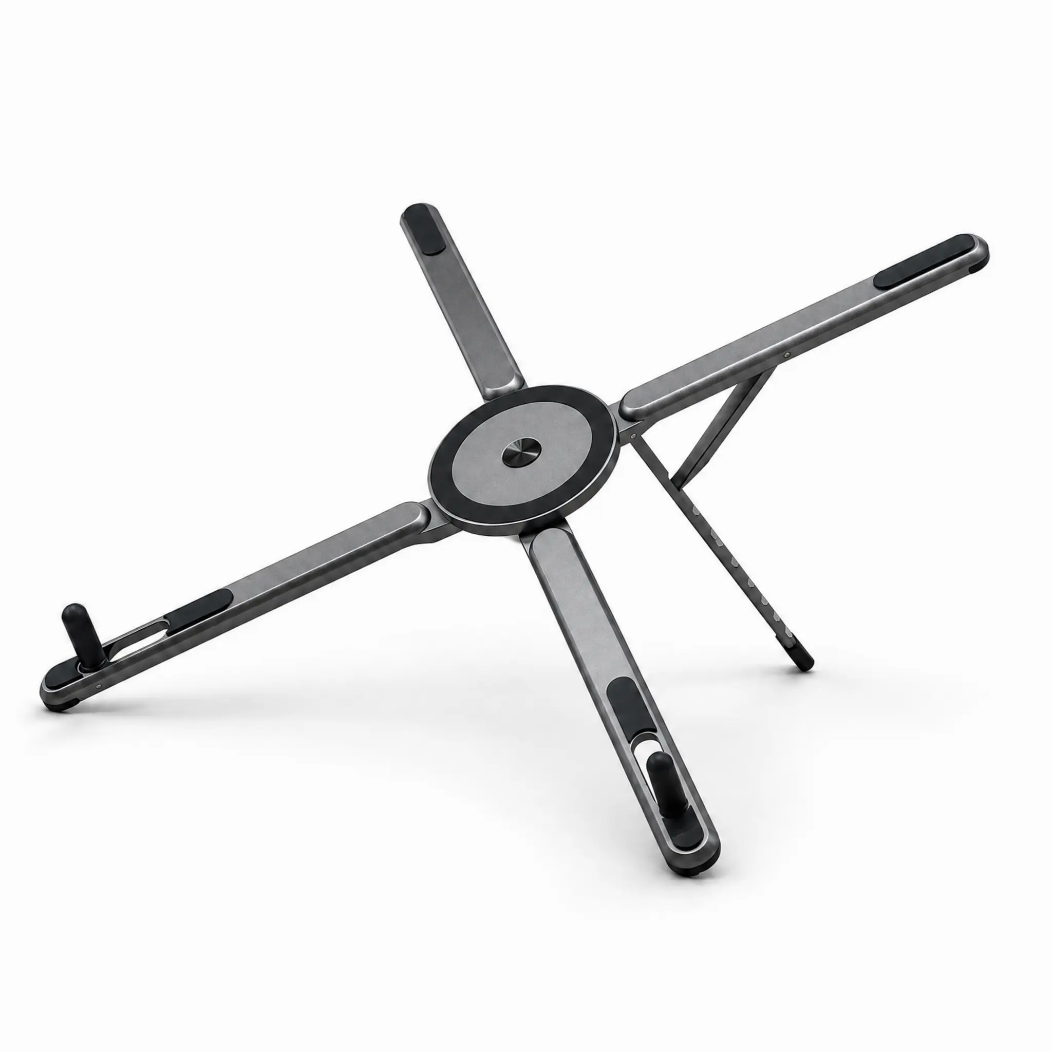 Durable 3-in-1 Foldable Metal Laptop Stand with Storage, Adjustable Height Ergonomic Riser Fits 10-16" Laptops, Enhanced Cooling, Comfortable Viewing Angle, Multi-Function Desk Organizer for Phones, Home Office Use, Included Pouch, 10–16 Inch Laptops