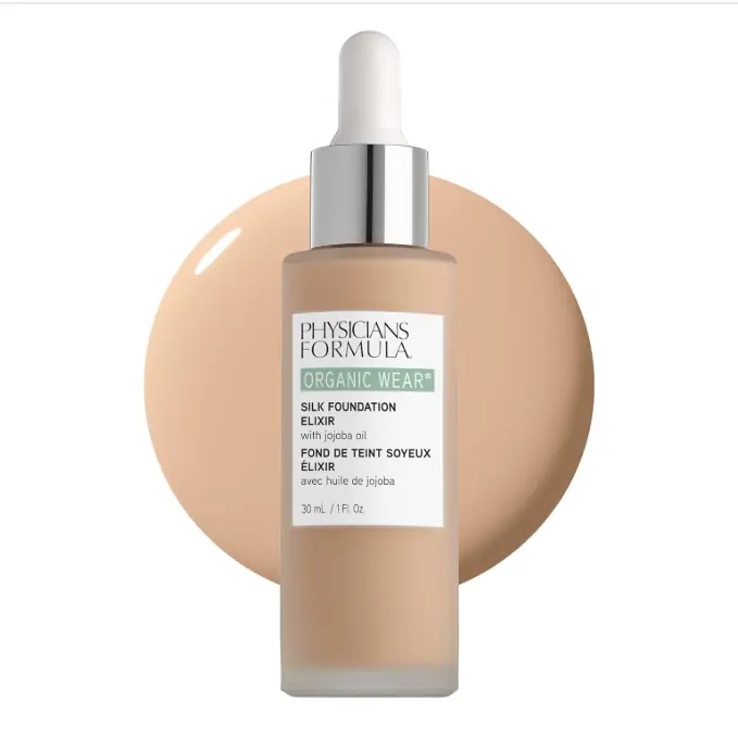 Physicians Formula Organic Wear All Natural Liquid Foundation Elixir Fair-to-Light, Full Coverage | Dermatologist Tested, Clinicially Tested