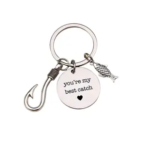 You're My Best Catch Key Ring with Fish Hooks - Perfect Boyfriend & Girlfriend Gift for Him or Her - Unique Key Chain Accessory